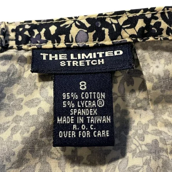 Floral Navy Lavender Print Mini Skirt The Limited Stretch Cotton Blend Sz 8 - Picture 4 of 6